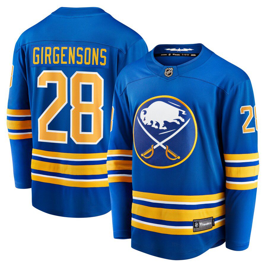 Men Buffalo Sabres #28 Zemgus Girgensons Fanatics Branded Royal Home Breakaway Player NHL Jersey